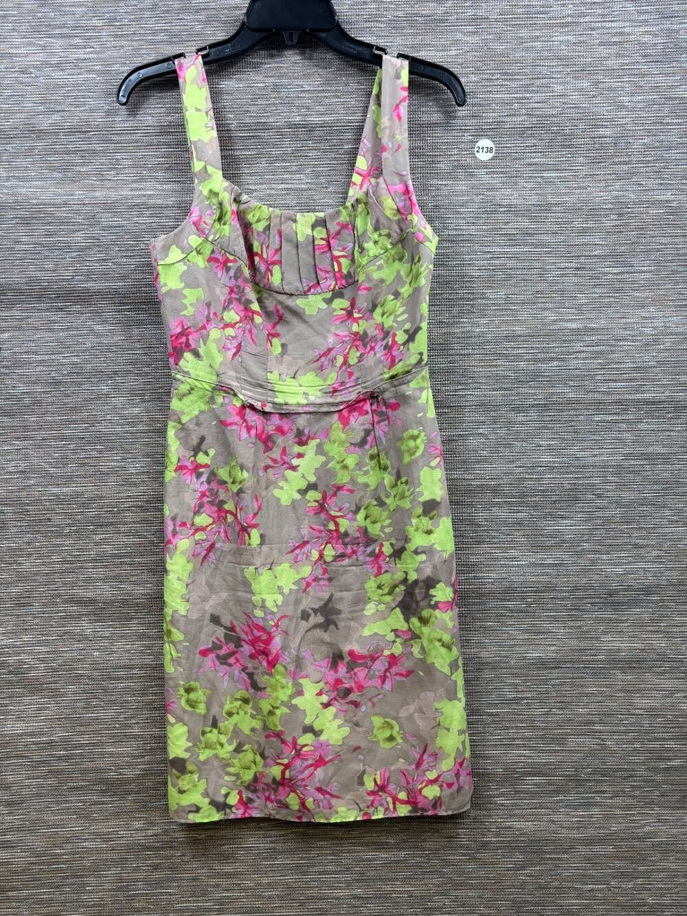 Banana Republic Silk Blend Floral Sheath Dress Womens 0 Beige Multi Sleeveless